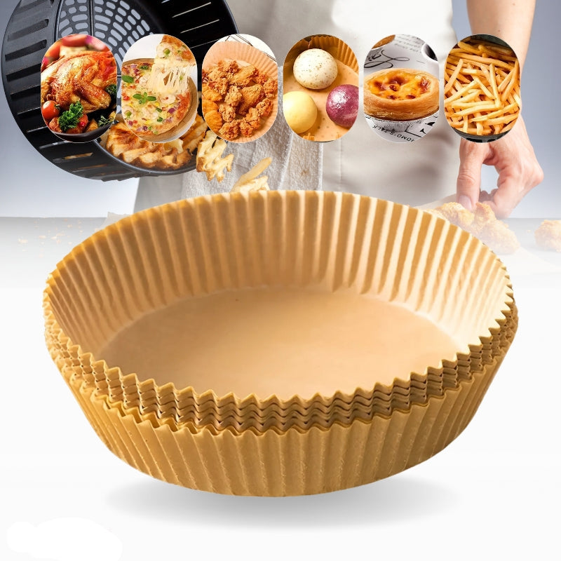Papier-Einlagen für Heißluftfritteuse, Antihaft, Fettabsorbierend, 16 cm, 100 Stück