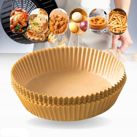 Papier Einlegebögen für Heißluftfritteuse, Antihaft und Ölbeständig, 100 Stück