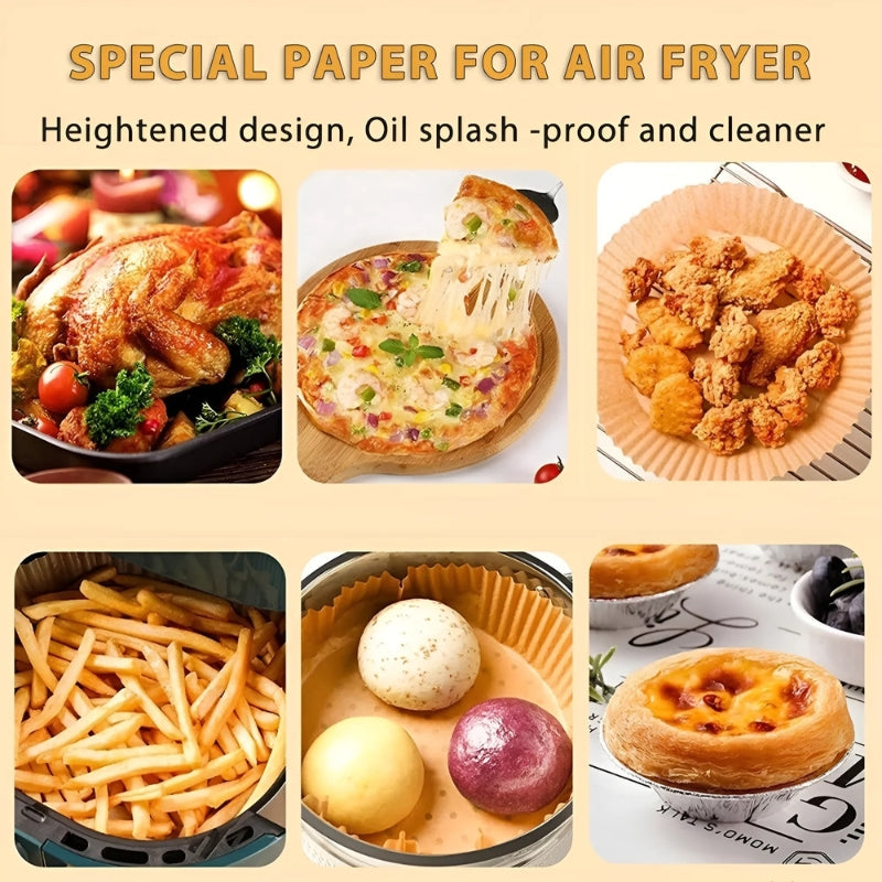 Papier-Einlagen für Heißluftfritteuse, Antihaft, Fettabsorbierend, 16 cm, 100 Stück