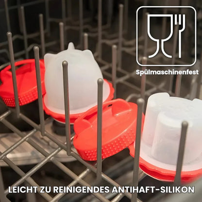 Effizienter 6-teiliger Eierkocher & Dampfgarer mit Schneidemaschine - Für Perfekt Gekochte Eier, Kompakt und Praktisch
