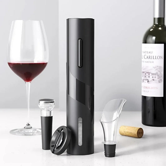 Elektrischer Weinöffner mit Folienschneider – Batteriebetriebener Korkenzieher, 6-8 Sekunden