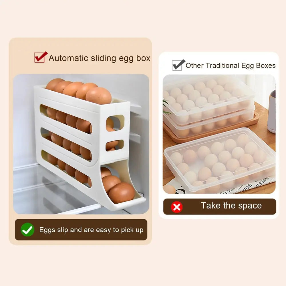 Egg Holder for Fridge, Eggs Dispenser Auto Rolling Zorenza