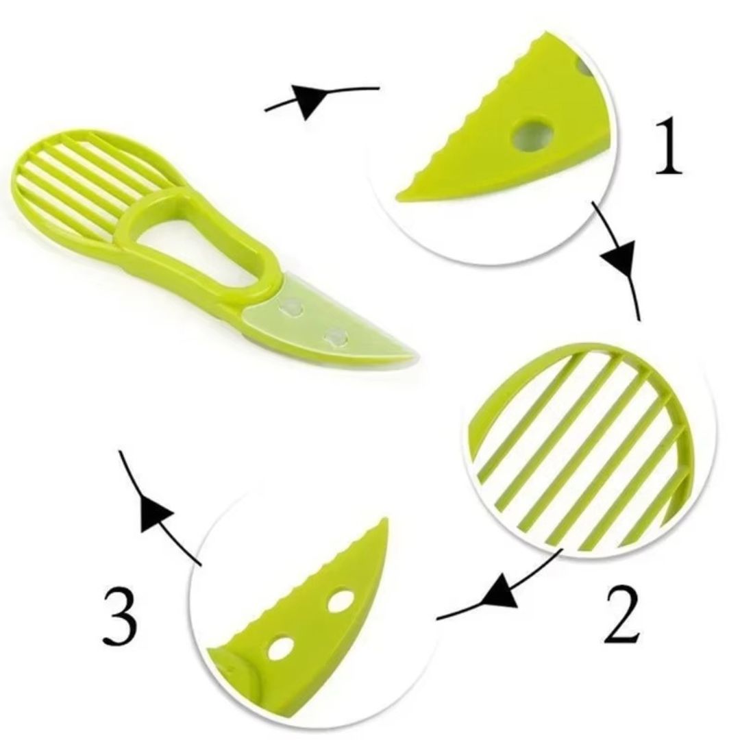 3-in-1 Avocadoschneider – Praktisches Küchenutensil für Schälen, Entkernen und Schneiden