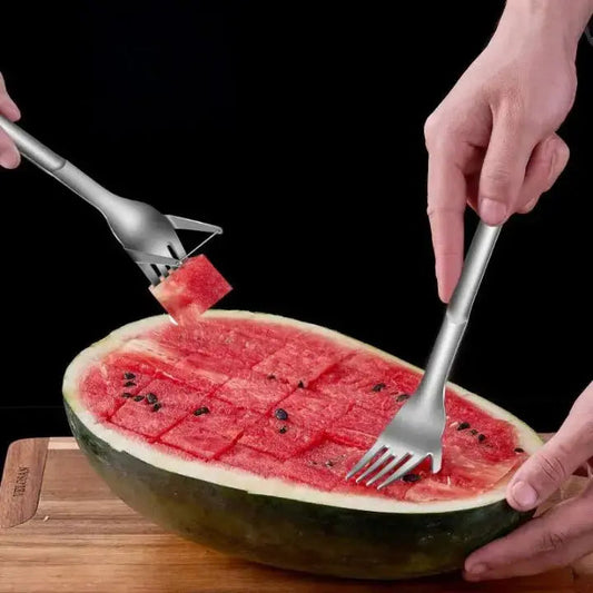 1+1 Gratis | Edelstahl Wassermelonen Würfelschneider & Serviergabel Mivoza Deutschland