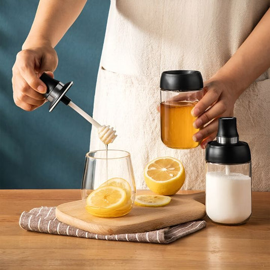 Gewürzflasche mit Löffel Deckel, 6er Set, Perfekte Dosierung für Gewürze, Marmelade und Honig