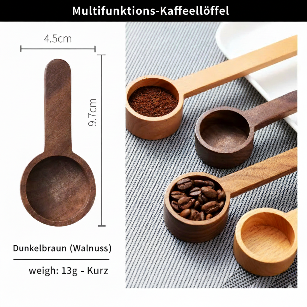 Holz-Kaffeemesslöffel aus Walnuss oder Buche (2er-Set)