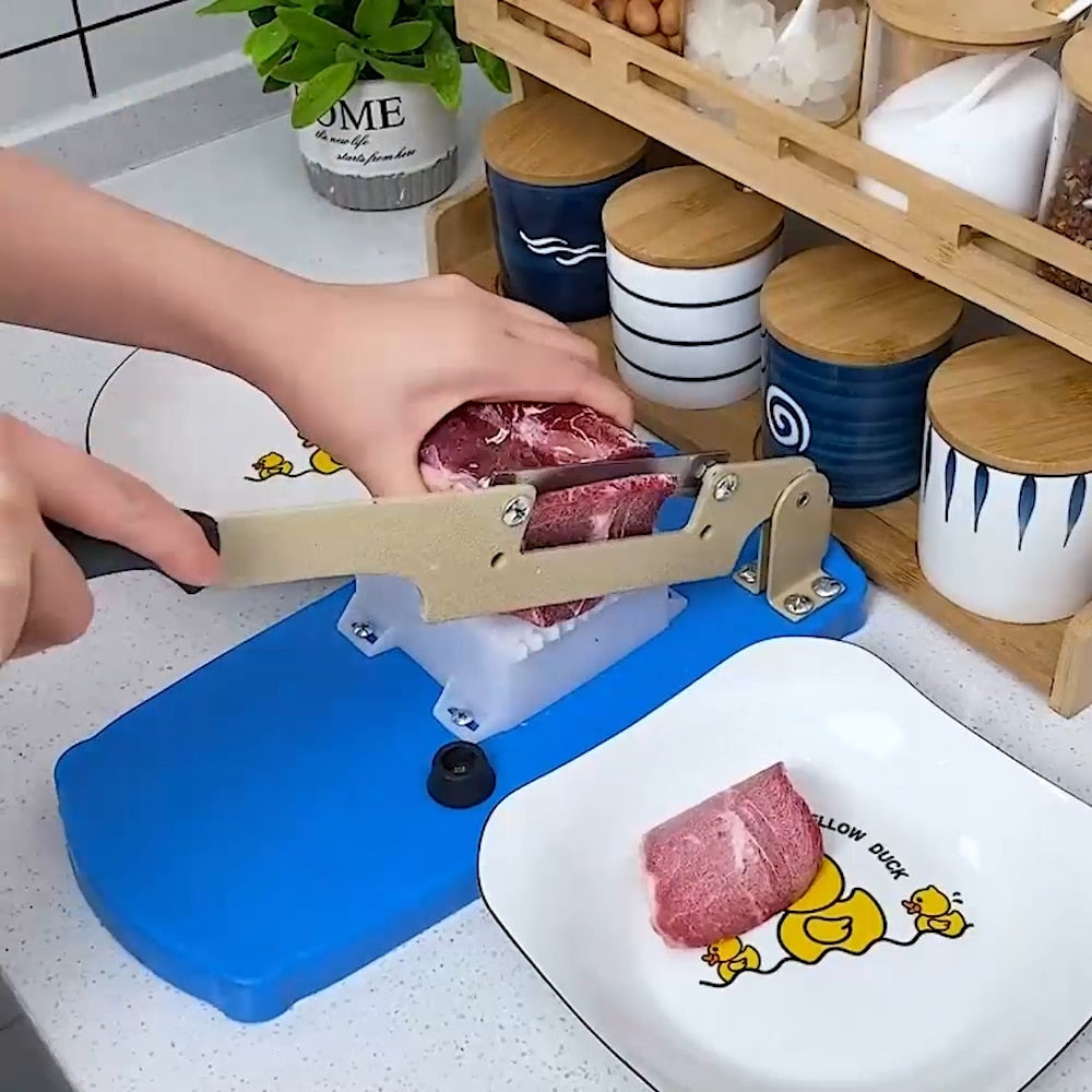 Multifunktionale Tischschneidemaschine für Obst und Gemüse, präzise und vielseitig, mit Wechselklingen