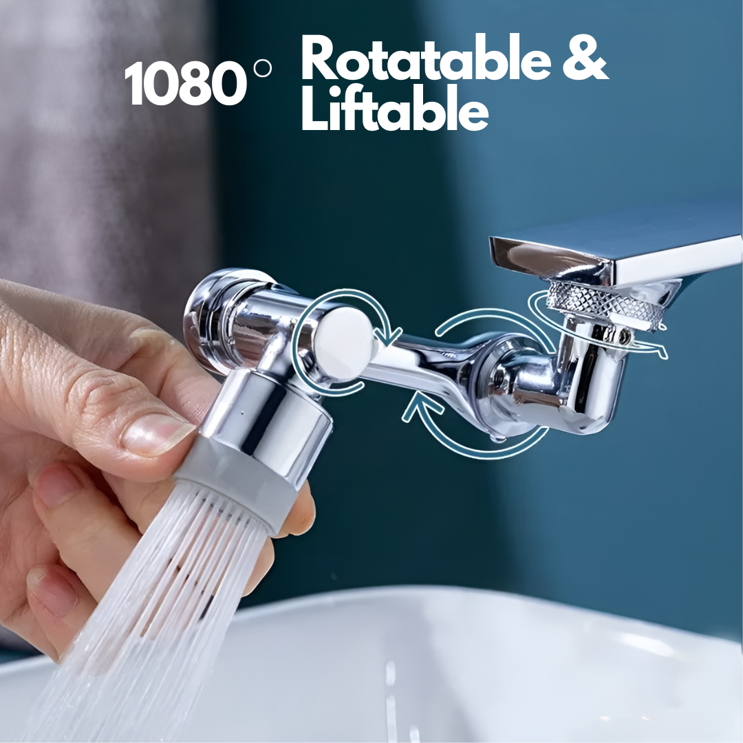 Universal Wasserhahn Verlängerung 1080° Drehbar, Flexibler Armaturenkopf mit Zwei Wassermodi, Einfach zu Installieren