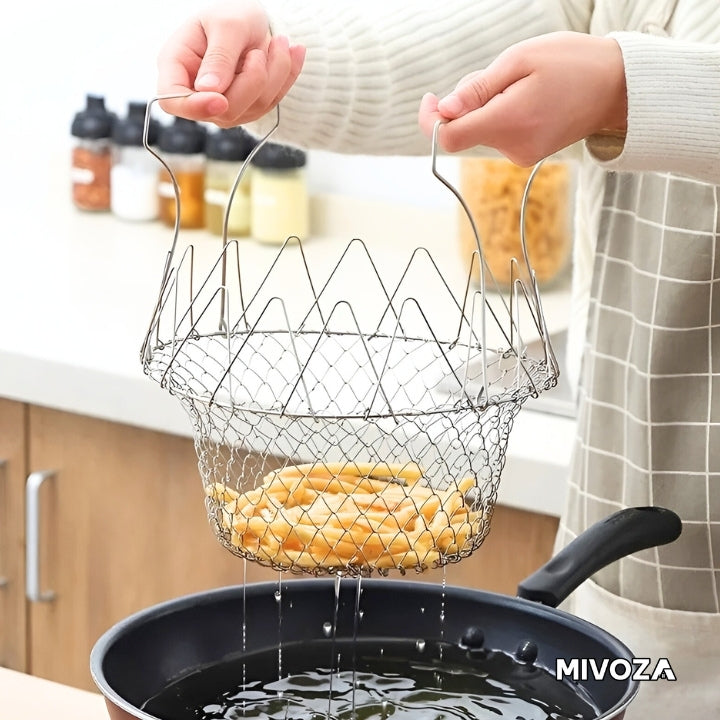 Multifunktionaler faltbarer Frittierkorb aus Edelstahl – Perfekt für Küche und Frittieren