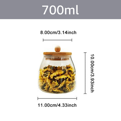 Glas Vorratsbehälter mit Holzdeckel – 500 ml/750 ml/950 ml, luftdicht, große Kapazität