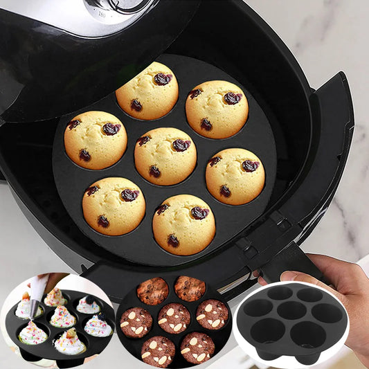 Silikon Kuchenform, Backform, 7 Löcher für Mikrowelle und Airfryer, Heißluftfritteuse