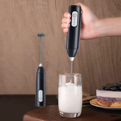 Kabelloser Milchaufschäumer Elektrisch, Type-C Handmixer, Mini Edelstahl Kaffeeschäumer für Cappuccino und Creme