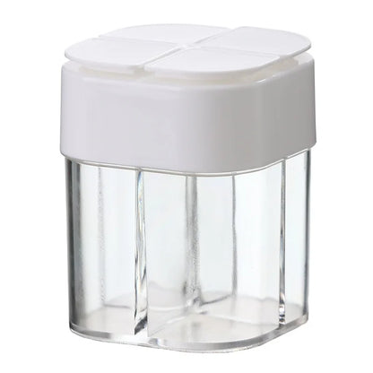4-in-1 Gewürzspender mit Deckel, Transparent, Salz- und Pfefferstreuer für Outdoor, Camping und Grillen