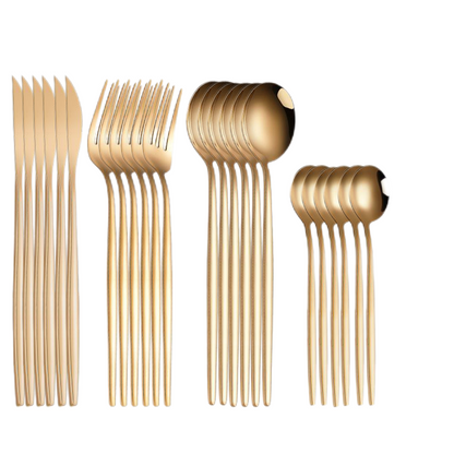 24-teiliges Besteckset aus Edelstahl – Goldfarben, Spülmaschinenfest, Ideal für 6 Personen