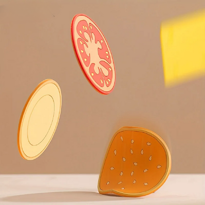 8 Stück Burger Form Coaster Set Silikon Isoliermatte für Tassen und Becher, Kreativ, Kinder Geschenk, Esszimmer Dekoration