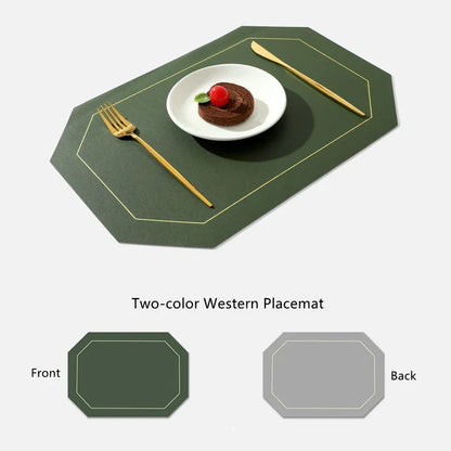 Doppellagiges PU-Leder-Tischset, Rutschfest, Wasserabweisend, 43 x 30 cm
