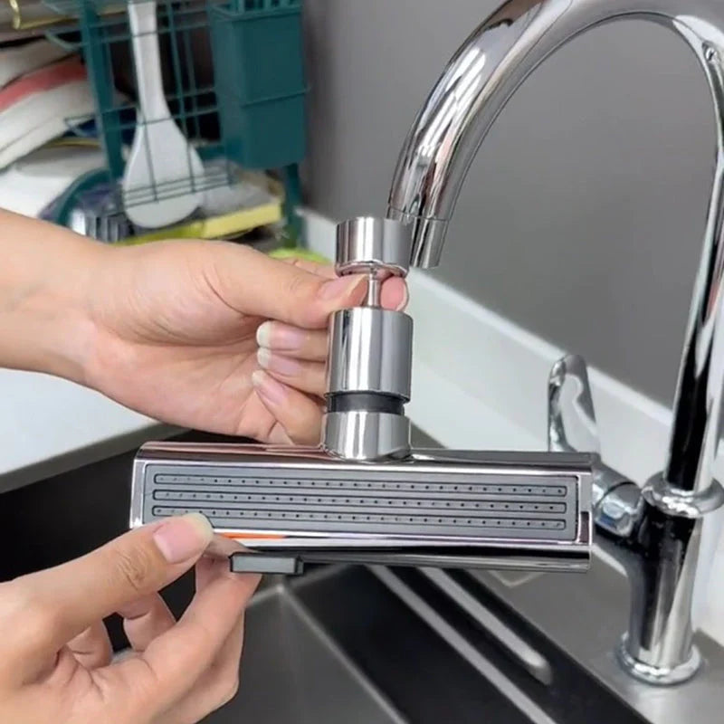 Wasserfall Küchenarmatur - 360° schwenkbarer Wasserhahn für Küche mit Ausziehbrause, Edelstahl, Hochdruck, Modernes Design