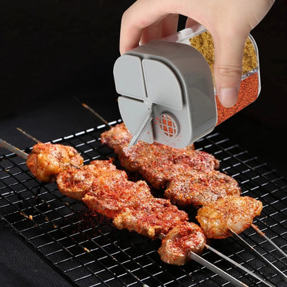 4-in-1 Gewürzspender mit Deckel, Transparent, Salz- und Pfefferstreuer für Outdoor, Camping und Grillen