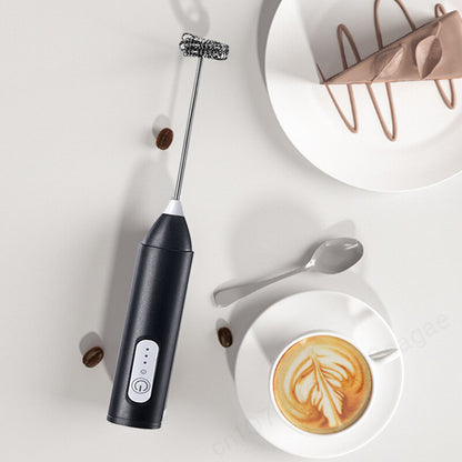 Kabelloser Milchaufschäumer Elektrisch, Type-C Handmixer, Mini Edelstahl Kaffeeschäumer für Cappuccino und Creme