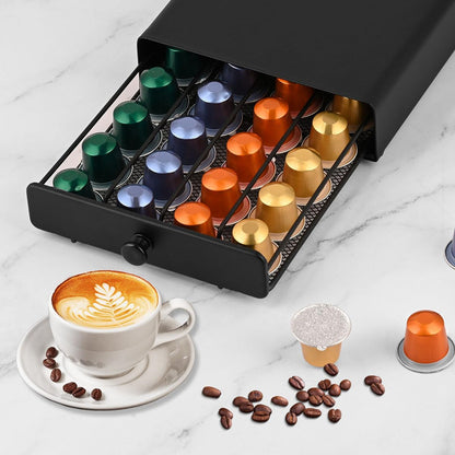 Kaffeekapselhalter für 40 Nespresso Pods, Schubladenorganizer für Kapseln, Aufbewahrungssystem für Küche