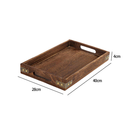 Holz Serviertablett, Multifunktional für Kaffee, Obst, Dessert und Salat – Robustes und leichtes Tablett mit Griffen für Zuhause und Terrasse