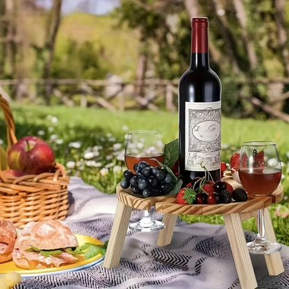 Klapptisch aus Holz für Snacks, Wein & Picknick