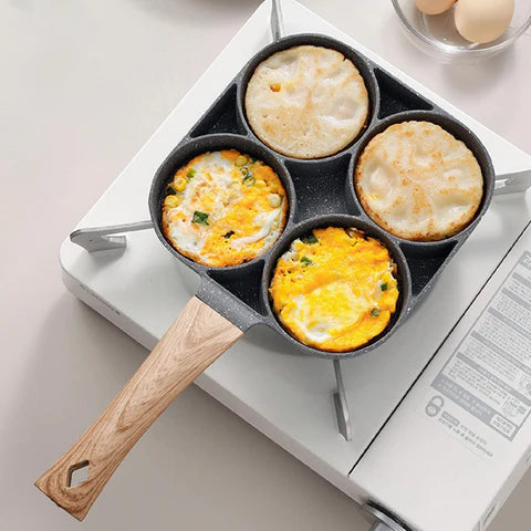 4-Loch Bratpfanne – Antihaft Pfanne für 4 Eier oder Pfannkuchen – Ideal für Frühstück