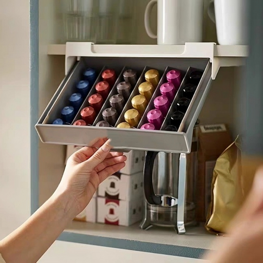 Koffiecapsule Aufbewahrungsbox, Kunststoff, 27.2x18.5x7.5cm, Platzsparendes Design, Organizer für Kaffeekapseln und Teebeutel