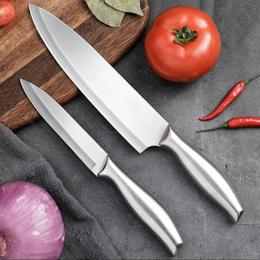 2-teiliges Küchenmesser-Set aus Edelstahl – Scharfes Allzweckmesser und Hackmesser für Fleisch, Gemüse und Obst