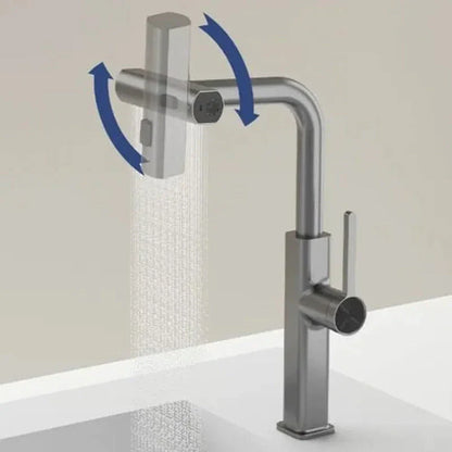 Wasserfall Küchenarmatur, Vertikal- und Horizontalmodus, Chrom, Einfach zu installieren