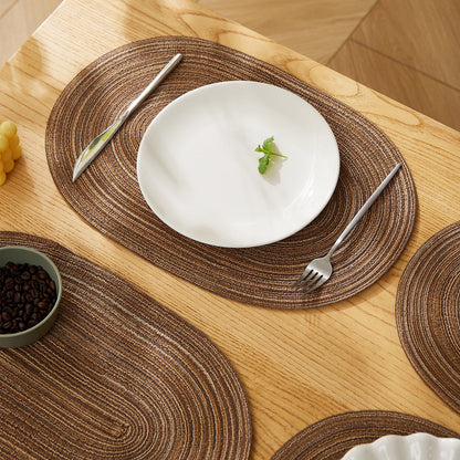 4-teiliges Set ovale Baumwoll-Tischsets, rutschfest, geflochten, waschbar, ideal für Esszimmer und Küche