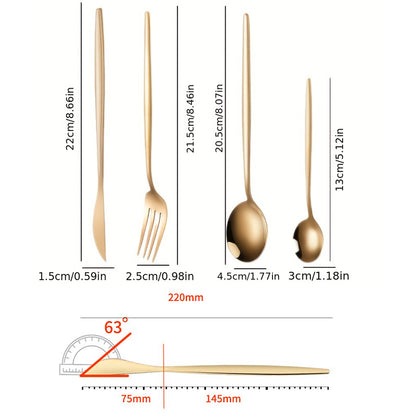 24-teiliges Besteckset aus Edelstahl – Goldfarben, Spülmaschinenfest, Ideal für 6 Personen