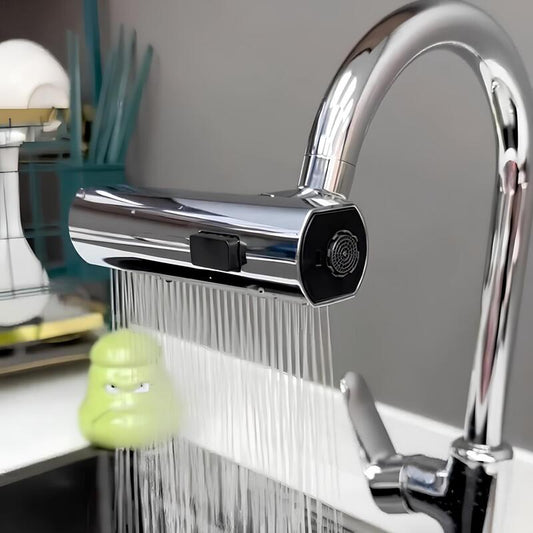 Wasserfall Küchenarmatur, Vertikal- und Horizontalmodus, Chrom, Einfach zu installieren