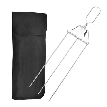 2er Set 3-Wege Grillspieße aus Edelstahl, gleichmäßiges Garen für Fleisch, Gemüse und Fisch
