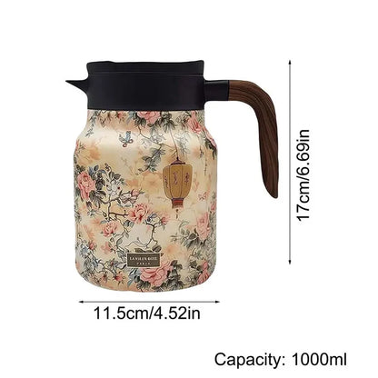 Vintage Teekanne aus Edelstahl – 1000ml, tropffrei