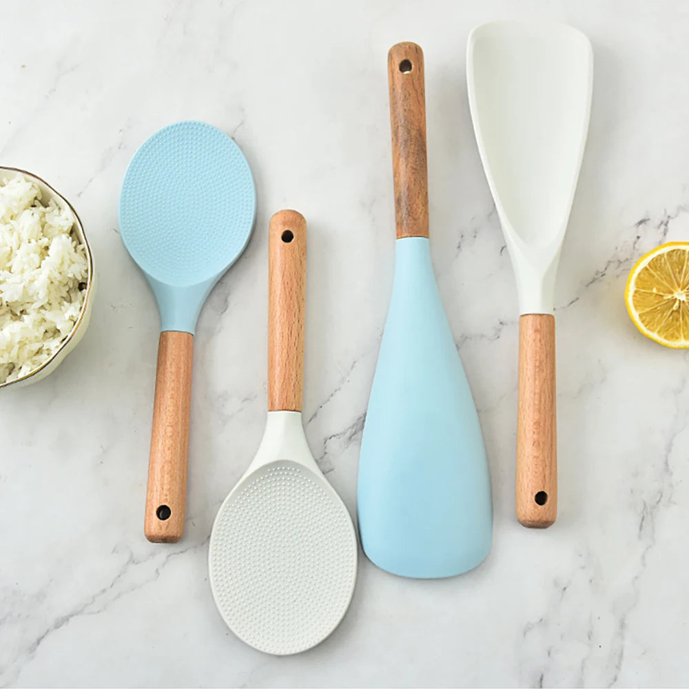 Silikon-Kochutensil mit Holzgriff