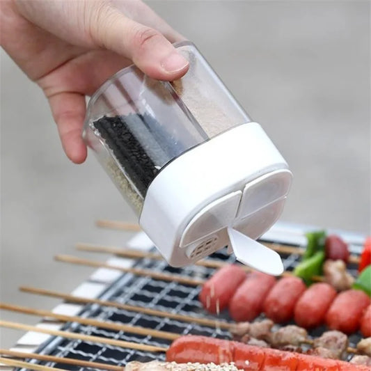 4-in-1 Gewürzspender mit Deckel, Transparent, Salz- und Pfefferstreuer für Outdoor, Camping und Grillen
