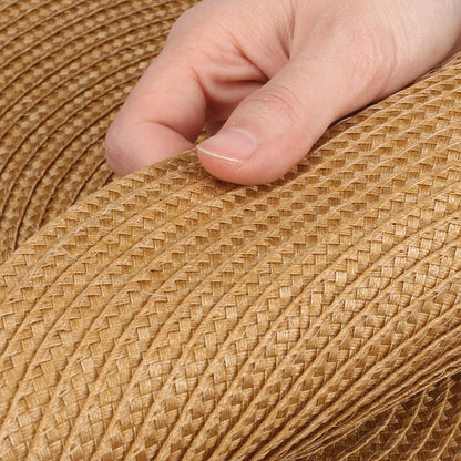 12-teiliges Set Rund Geflochtene Tischsets & Untersetzer in Braun, Schwarz und Grau, Waschbar und Rutschfest, Platzsets und Schalenpolster für Küche und Esszimmer