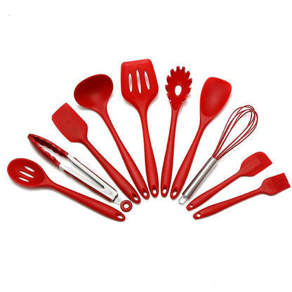 10-teiliges Silikon Küchenutensilien Set, Hitzebeständig, BPA-frei, Antihaft, Langlebig, Spülmaschinenfest