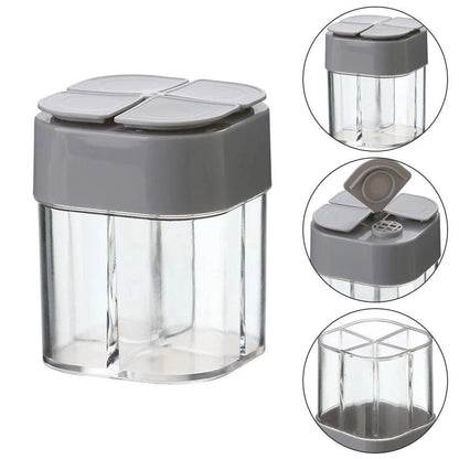 4-in-1 Gewürzspender mit Deckel, Transparent, Salz- und Pfefferstreuer für Outdoor, Camping und Grillen