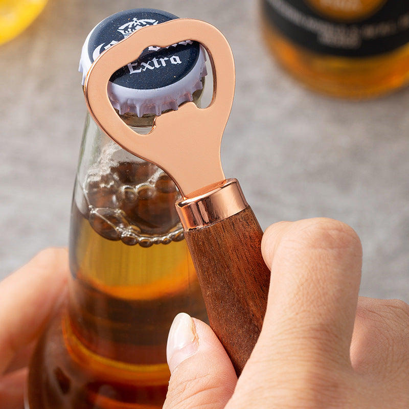 Personalisierbarer Bierflaschenöffner aus Edelstahl mit Holzgriff, 2 Stück – Küchenutensil, ideales Geschenk