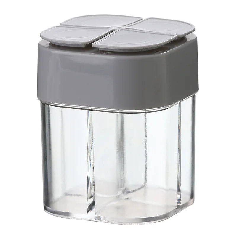 4-in-1 Gewürzspender mit Deckel, Transparent, Salz- und Pfefferstreuer für Outdoor, Camping und Grillen