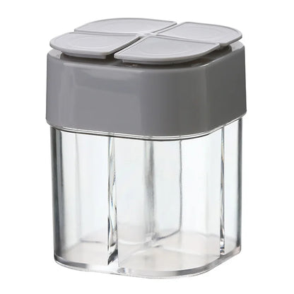 4-in-1 Gewürzspender mit Deckel, Transparent, Salz- und Pfefferstreuer für Outdoor, Camping und Grillen