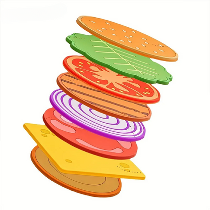 8 Stück Burger Form Coaster Set Silikon Isoliermatte für Tassen und Becher, Kreativ, Kinder Geschenk, Esszimmer Dekoration