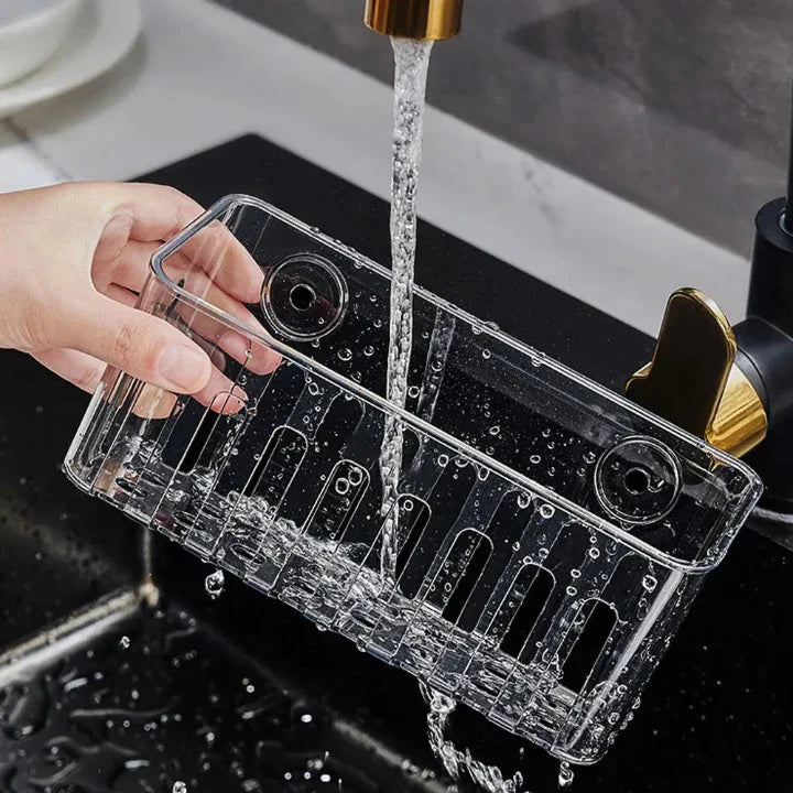 Spülbecken-Regal für schnellen Wasserablauf, Saugnapf Montage, leicht zu reinigen, hygienisch, ohne Bohren, Kunststoff