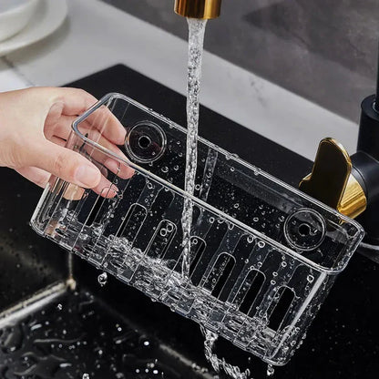 Spülbecken-Regal für schnellen Wasserablauf, Saugnapf Montage, leicht zu reinigen, hygienisch, ohne Bohren, Kunststoff