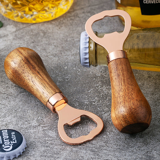 Personalisierbarer Bierflaschenöffner aus Edelstahl mit Holzgriff, 2 Stück – Küchenutensil, ideales Geschenk