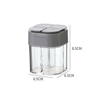 4-in-1 Gewürzspender mit Deckel, Transparent, Salz- und Pfefferstreuer für Outdoor, Camping und Grillen