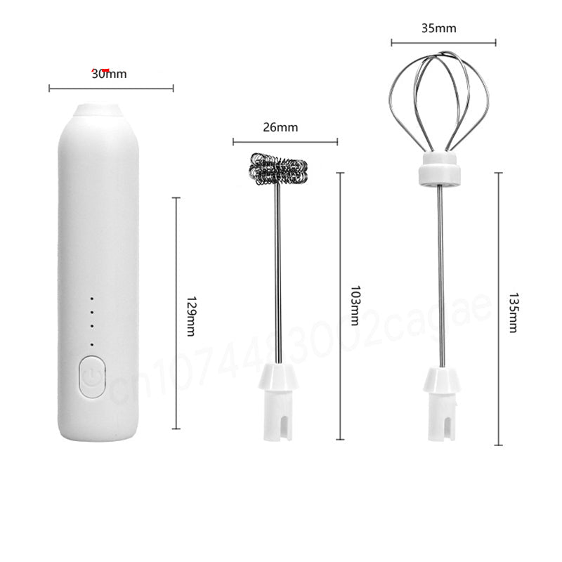 Kabelloser Milchaufschäumer Elektrisch, Type-C Handmixer, Mini Edelstahl Kaffeeschäumer für Cappuccino und Creme
