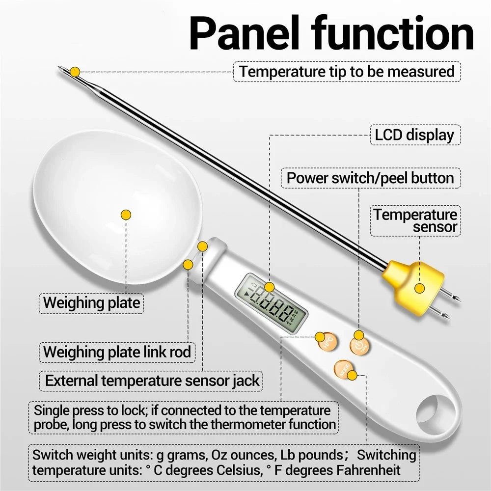 Küchenwaage, Elektronische Löffelwaage, Präzise Temperaturmessung